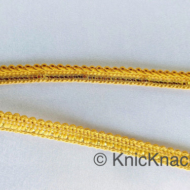 Bamboo Brown And Gold Gimp Trim, Approx. 8mm wide, Upholstery Trim